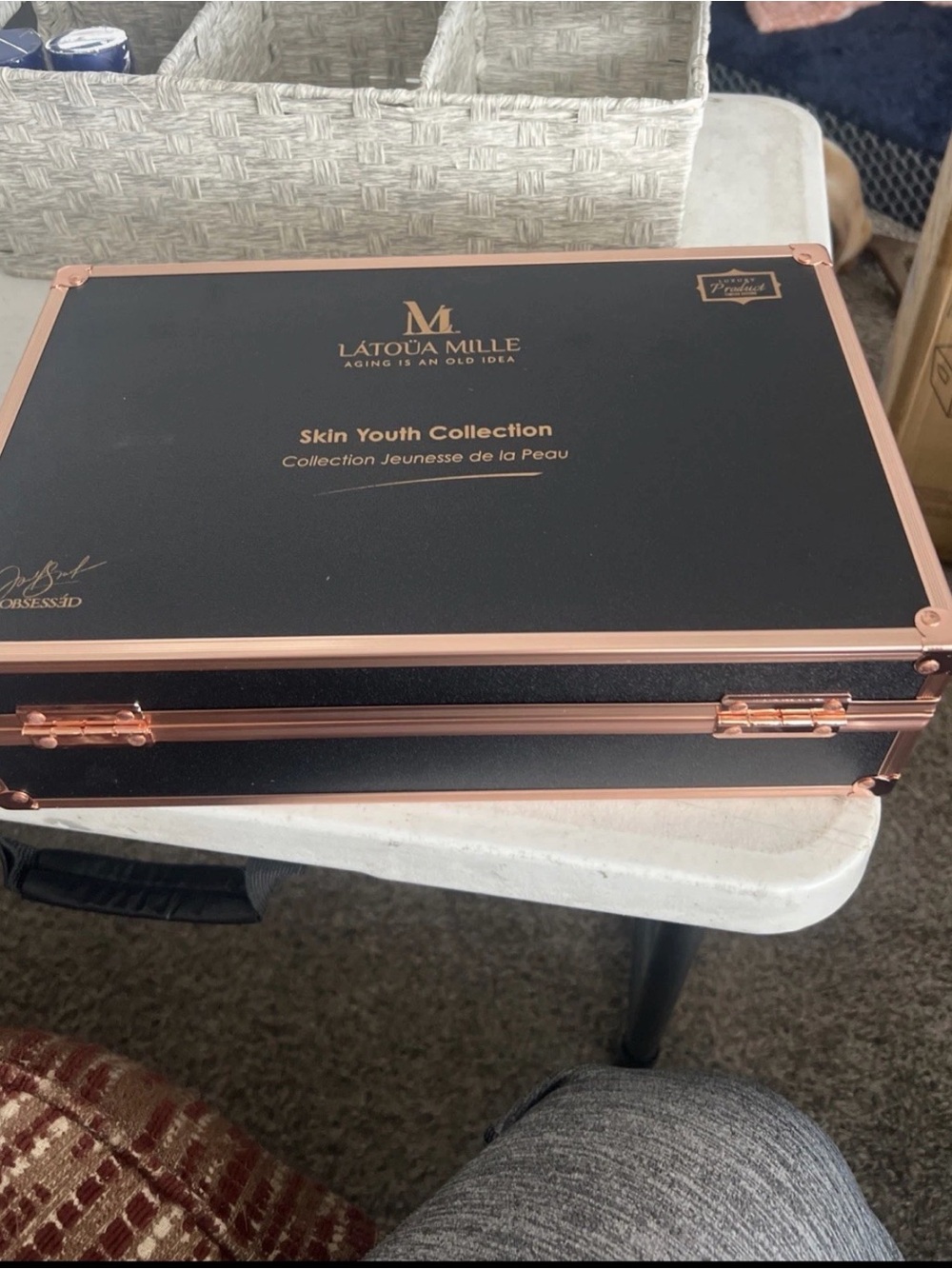 Latoua Mille Skin Youth Collection Travel Case - Black with Rose Gold Trim